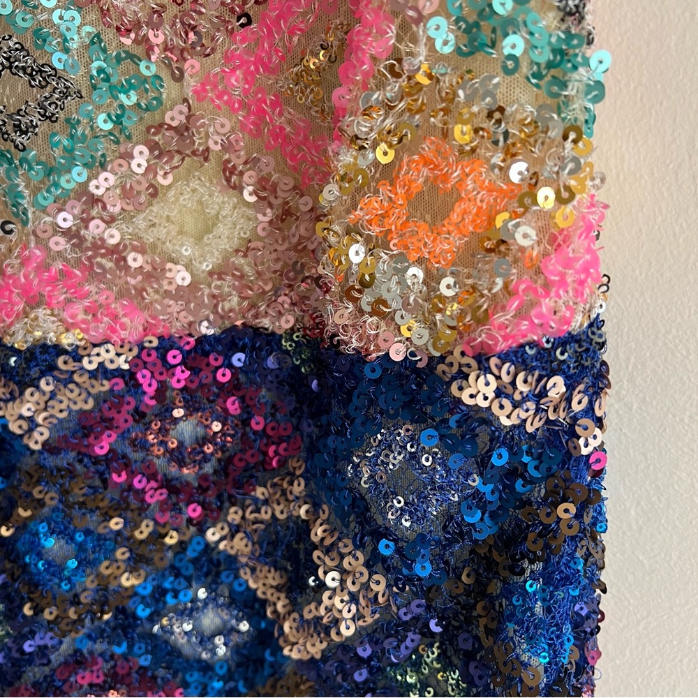 Rachel Comey Carissa Dress Colorful Sequin Mini V Neck Shift Party 2 - Picture 5 of 12